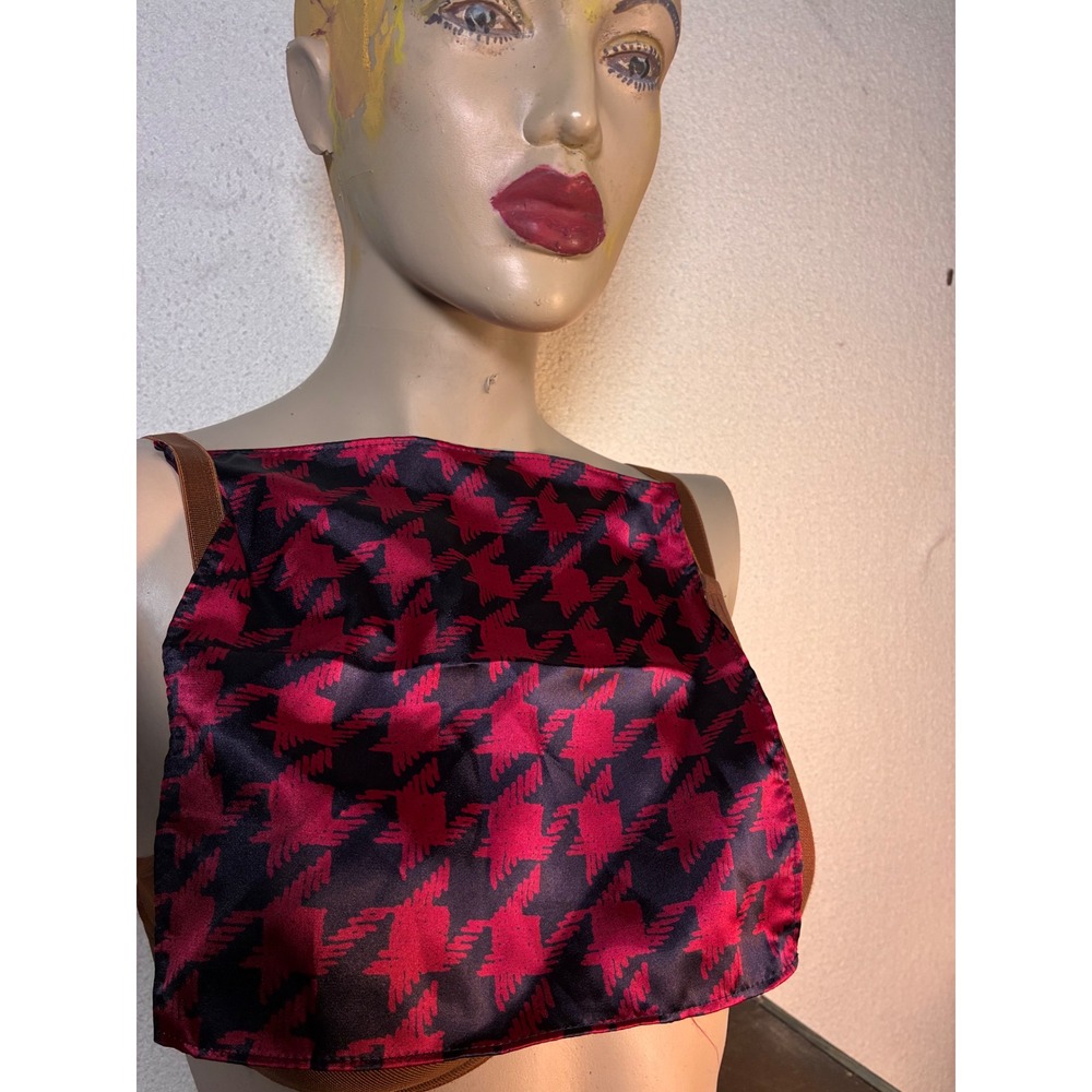 Unbranded Scarf Unisex OS Red Black Excellent Houndstooth Square Bandana